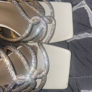 White rhinestone heels